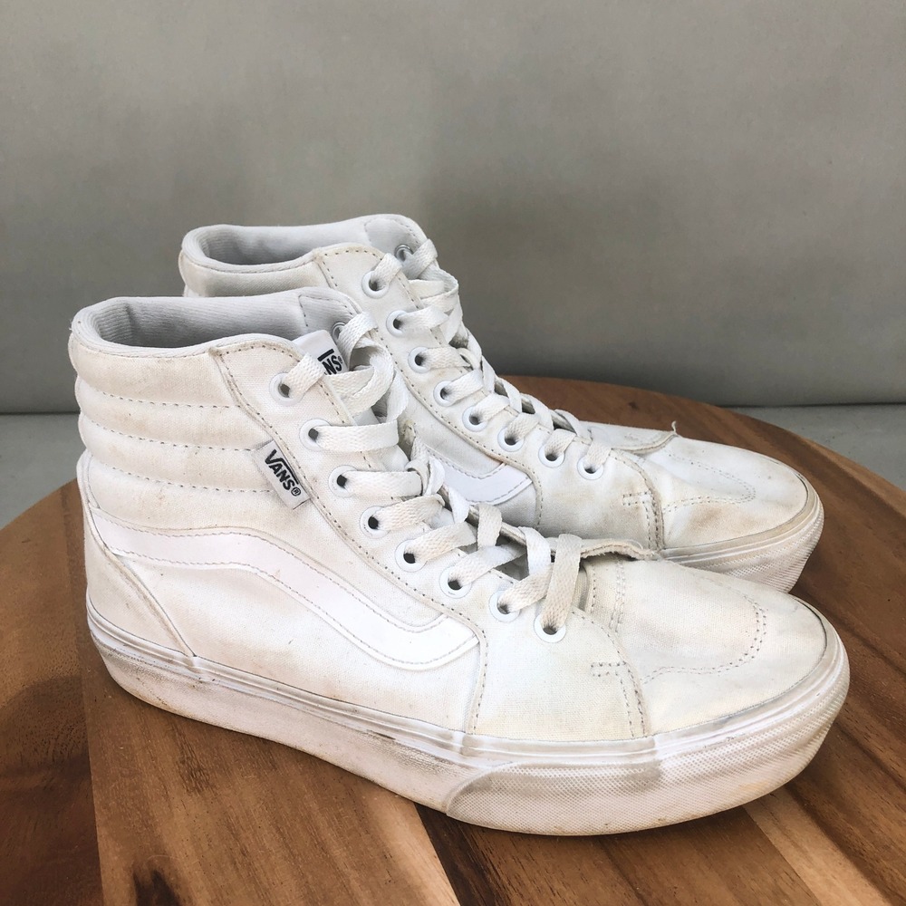 Vans Sk8 Hi White Skate Sneakers Womens Size 8.5 High Top Shoes